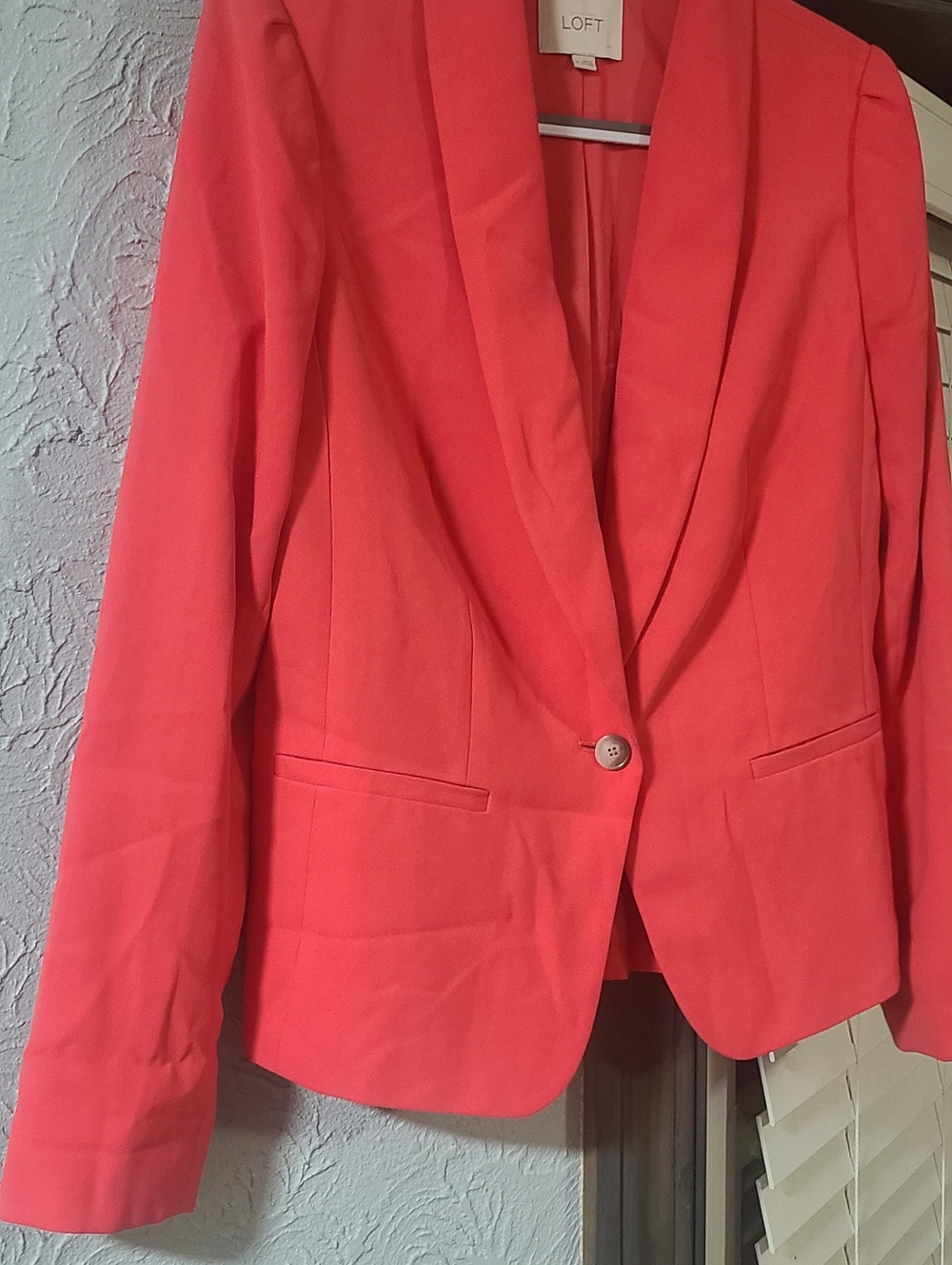 LOFT Coral-Pink Shawl Collar One Button Blazer - Picture 5 of 15